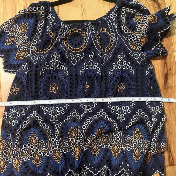 Anthropologie Elegant Navy Blue Embroidered Dress - Picture 8 of 9